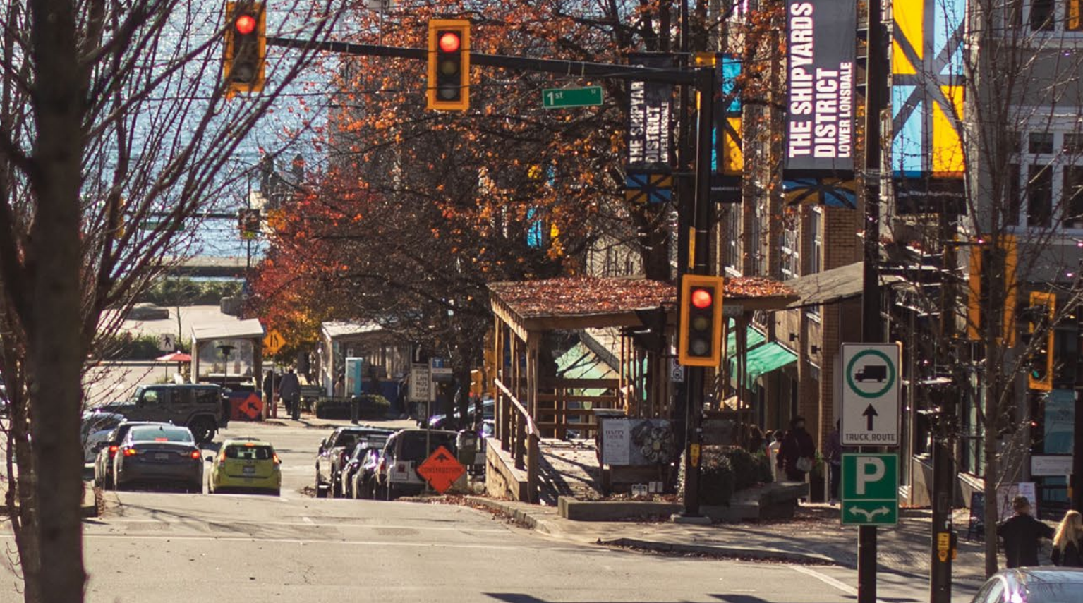 Cars parked in Lower Lonsdale.